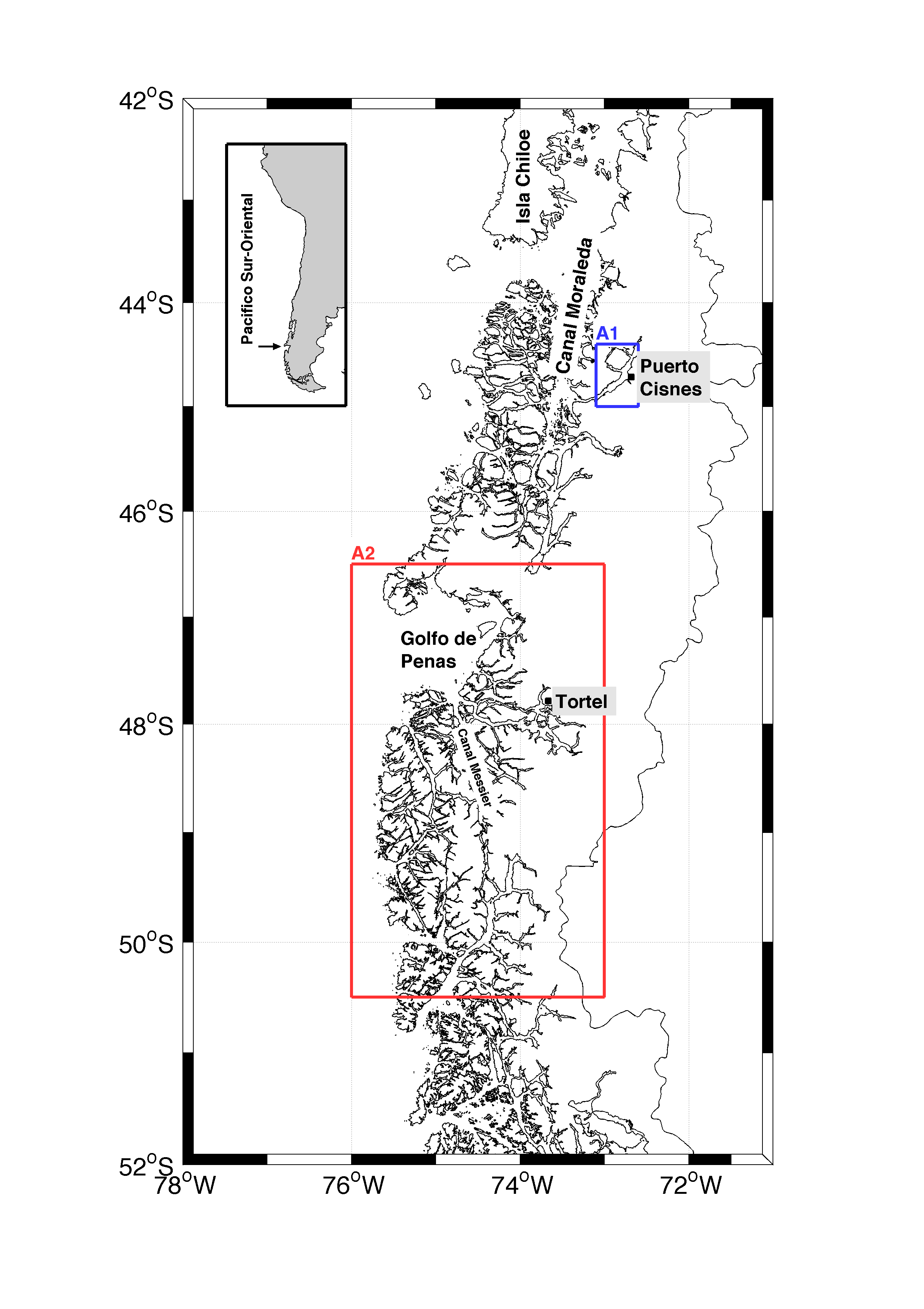 Mapa de Chile sur austral