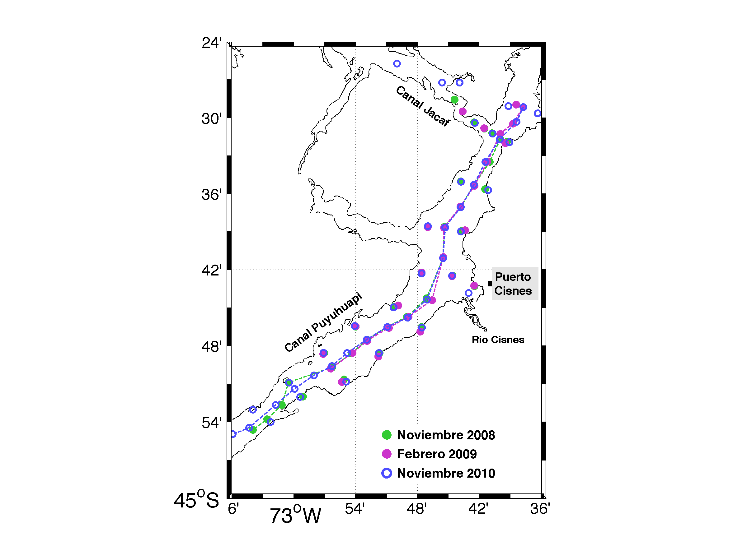 Mapa de canal Puyuhuapi